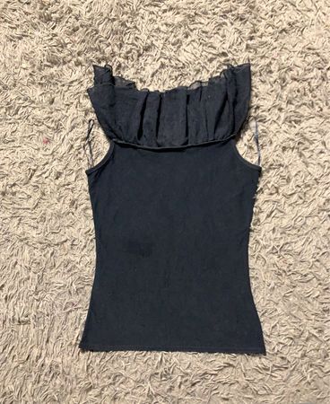 Schwarzes Rüschennetz-Tanktop Größe 8