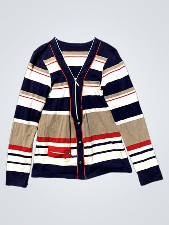 Gestreifter Langarm-Zipper-Cardigan