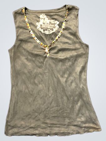 BT Collection Damen V-Ausschnitt Tanktop mit besticktem Ausschnitt