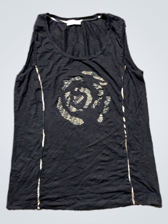 Bonita Black Tank Top mit verzierten Rosen