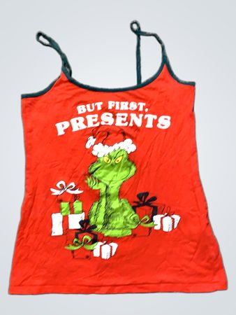 Rote Grinch „Aber zuerst, Geschenke“ Cami Top
