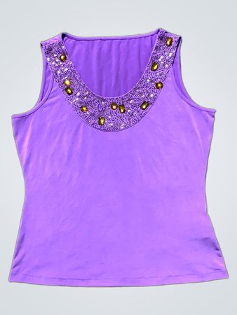 Lila Perlen-Besatz Tanktop