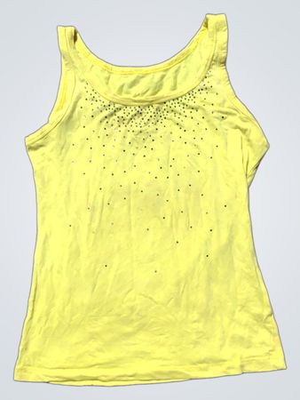 Gelbes Tank-Top mit Strassverzierung
