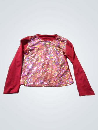 Mädchen Rotes Langarm Pailletten Top