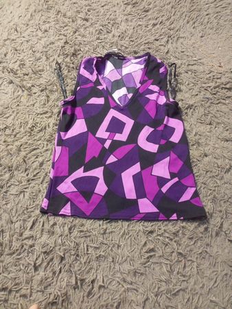 Rückenfreies Lila Geometrisches Muster V-Ausschnitt Top für Damen