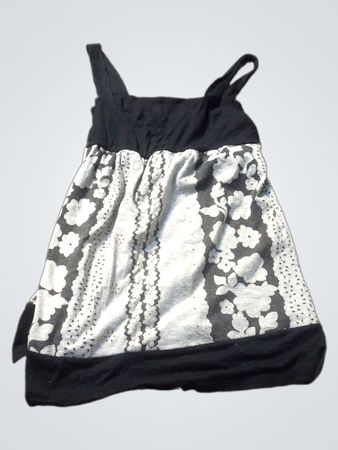 Schwarz und Weiß Blumenmuster Tanktop