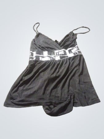 VO EXCUSE Schwarz Verziertes Spaghettiträgershirt
