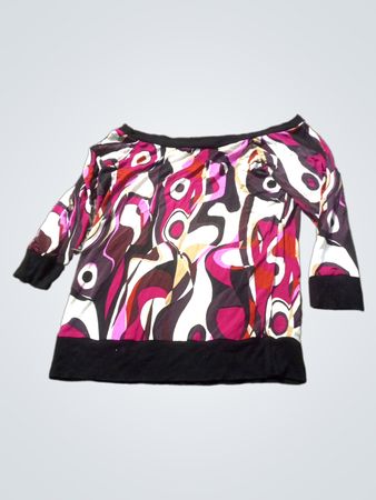 Damen Oberteil mit abstraktem Print und schulterfreiem Design