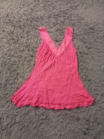 Rosa Pailletten V-Ausschnitt Tanktop
