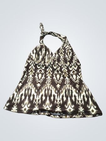 Braun-Weiße gemusterte Halter-Tanktop