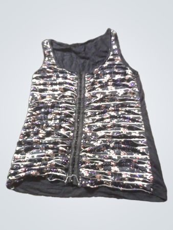 Schwarzes Tanktop mit floralem Muster und Reißverschluss