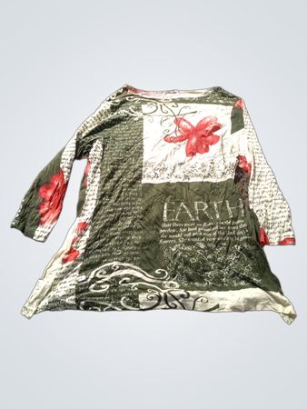 Langarm-Tunika mit "EARTH"-Druck