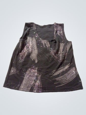 Schwarzes ärmelloses Oberteil mit Glitzerdesign