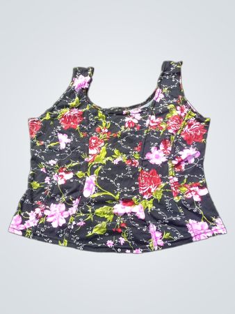 Schwarzes Blumenmuster Tanktop