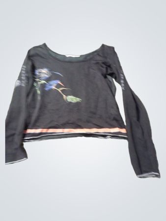 Solola Black Long Sleeve Top mit floralem Muster
