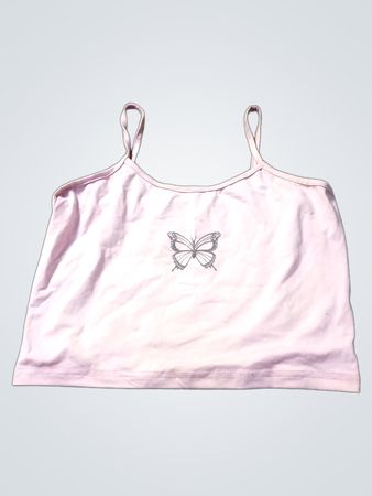 Rosa Trägershirt mit Schmetterlingsgrafik