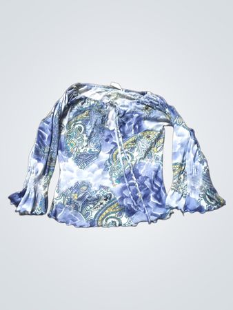 Blauer Paisley-Print-Bluse