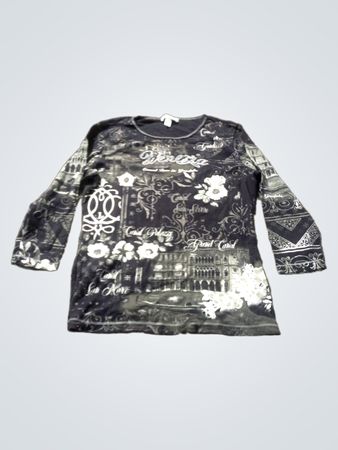 Dressbarn Grafikdruck Langarmtop