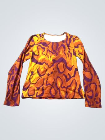 Langärmliges orange und lila abstraktes Druckhemd