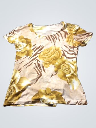 Damen T-Shirt mit Rosen- und Zebra-Print