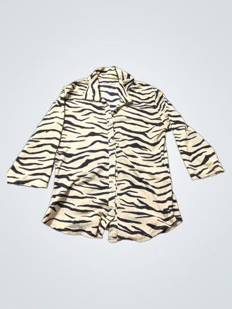 Tiger Print Button-Up Shirt
