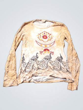 X-Mail Damen Langarmtop mit Pfauen-Motiv