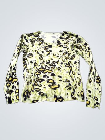 Leopardenmuster V-Ausschnitt Pullover