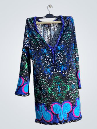 Custo Barcelona Damen Langarm Druckkleid