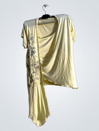 Mustergelb asymmetrisches, verziertes Tunika-Oberteil