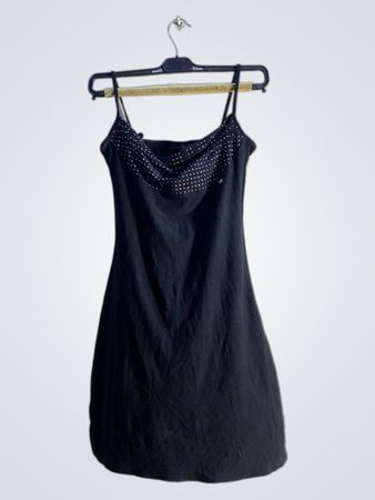 Fashion Resort Schwarzes Funkeln Verziertes Spaghettiträgerkleid