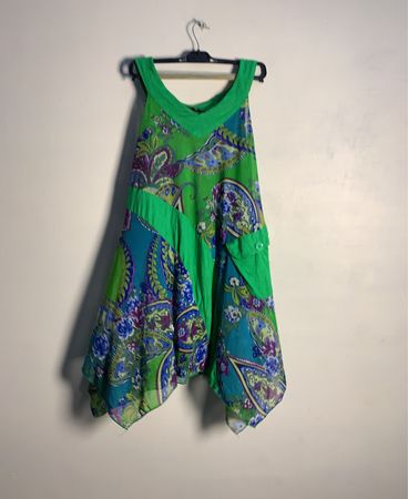 Pomme Rouge Paris Green Paisley Kleid XL