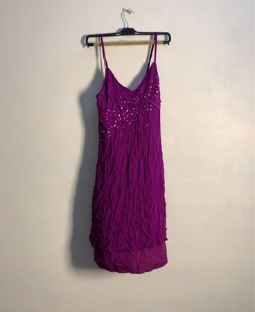 Hennes Collection Lila Pailletten Spaghetti-Träger Kleid