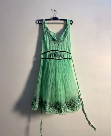 Dia Jeffries Grüne Bestickte Kleid