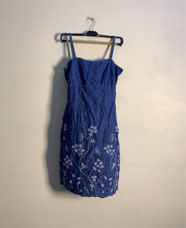 St. Michael Denimkleid mit floralen Stickereien