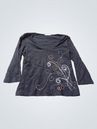 Marks & Spencer Schwarzes Verziertes Langarmoberteil
