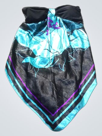 Schwarz und blaues Blumenmuster Bandeau-Oberteil