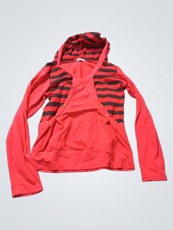 DOVELLO Red and Black Striped Hoodie