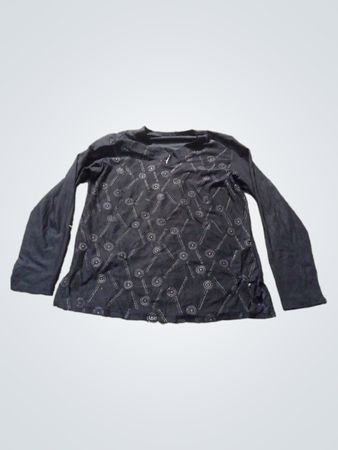 Schwarzes Langarmhemd mit Schlüsselmuster