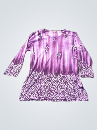 Gina Umberto Lila Leopardenmuster Tunika Oberteil