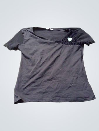 FRAME Schwarz T-Shirt mit Mesh-Detail