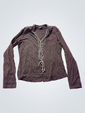 Salko Damen Braunes Langarmoberteil mit Kettendetail
