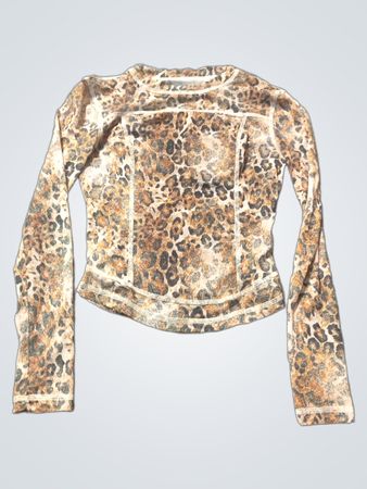Leopardenmuster Langarmoberteil