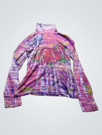 Langarm-Pullover mit abstraktem Blumenmuster