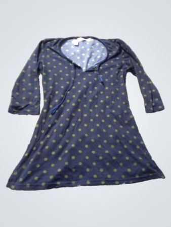 Marineblaues Polka-Dot-Kleid mit gebundenem Hals