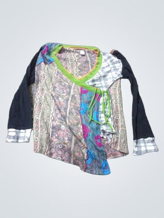 Asymmetrisches Patchwork Langarmshirt