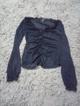 Express Black Rüschen-Mesh-Oberteil