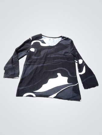 Schwarzes und weißes abstraktes Druck Langarmshirt