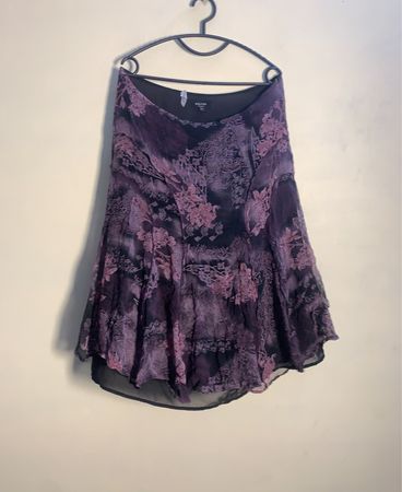 KRISS Damen Lila Blumenmuster Midi-Rock