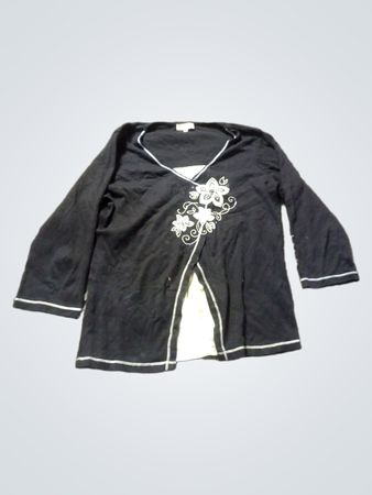 Schwarzer bestickter Cardigan mit offener Front