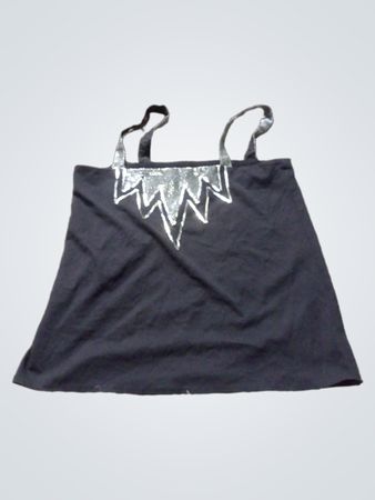 Schwarzes Tanktop mit silbernem Zickzackdesign